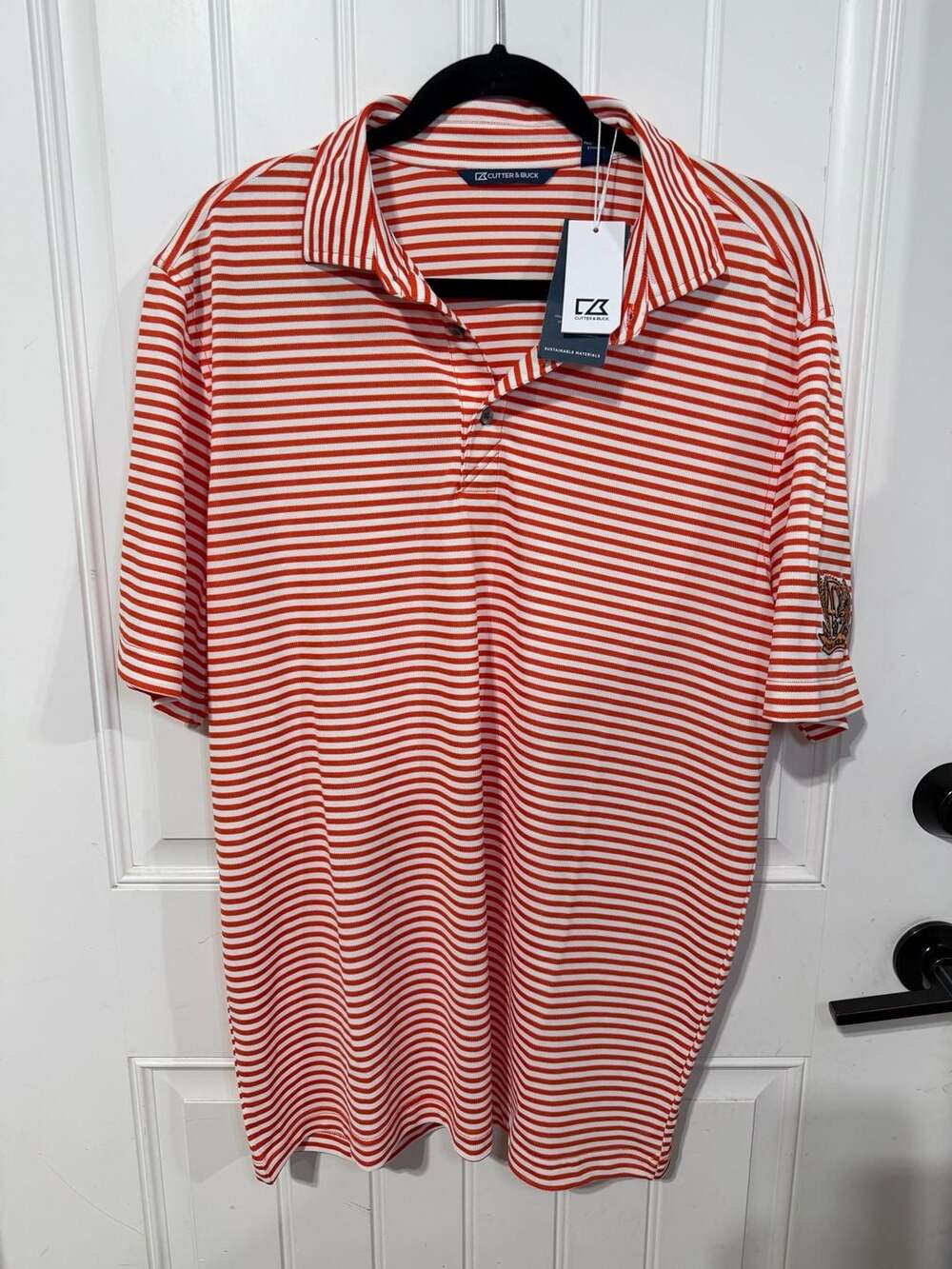 Cutter & Buck Virtue Eco Pique Stripe 40th Anniversary The 12th Man Polo